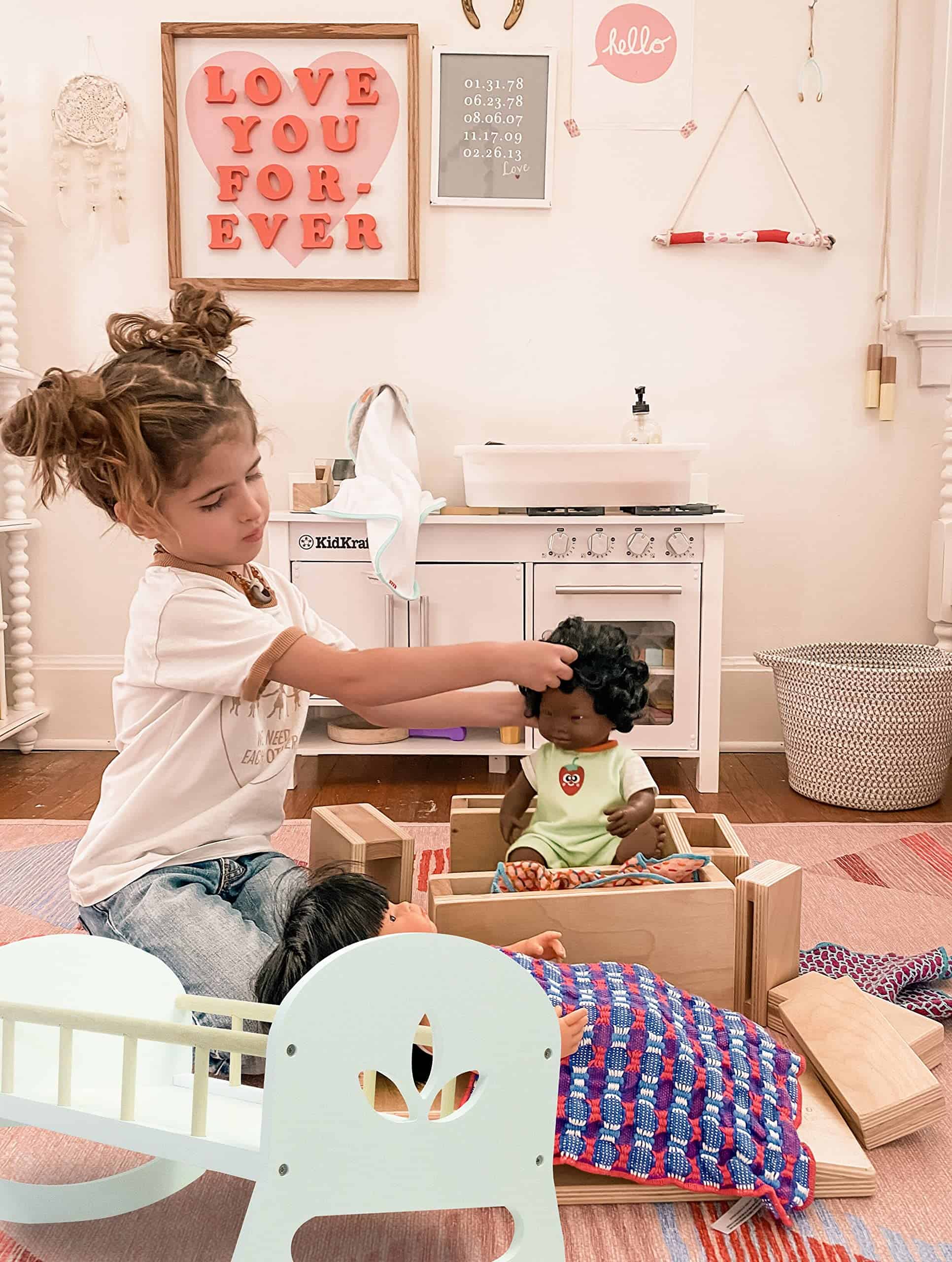 Cuna Leonora Blanca de Estilo Escandinavo para Muñecas - - Imagen 5