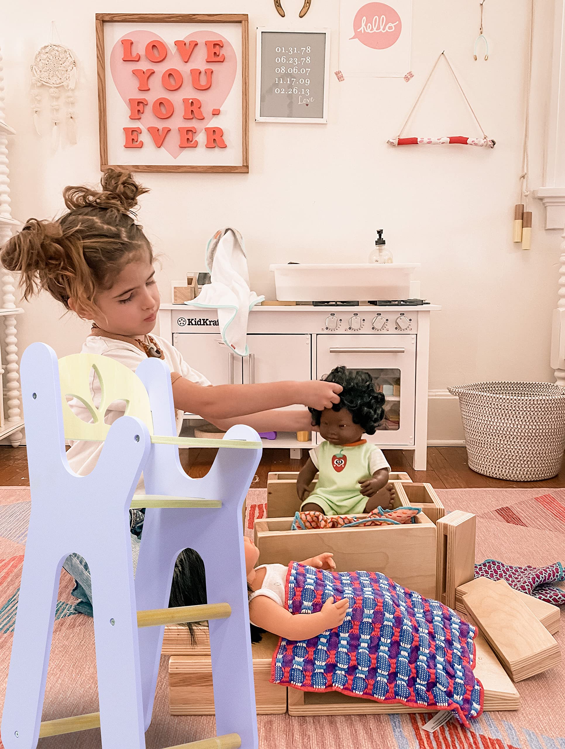 Silla Alta de Madera para Muñecas Leonora - Silla Morada - Imagen 5