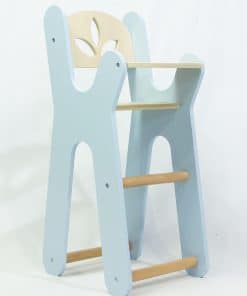 Leonora - Silla alta de madera para muñecas- Silla azul
