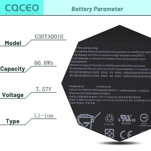 Batería de teclado CQCEO G3HTA001H 93HTA001H para Microsoft - Imagen 4