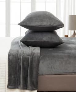 Juego de sábanas de terciopelo extra suave -Gris Oscuro