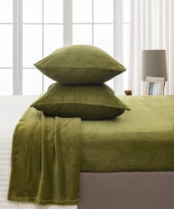 Juego de Sábanas de Terciopelo de Microfibra -Oliva