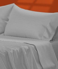 TEXAS LINEN CO. Juego de Sábanas de Rayas de Lujo Queen de