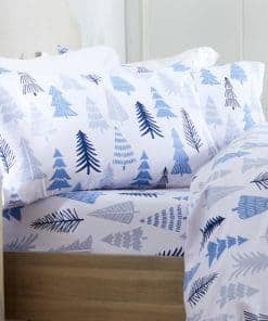 Juego de sábanas de franela 100% algodón -Azul Bosque