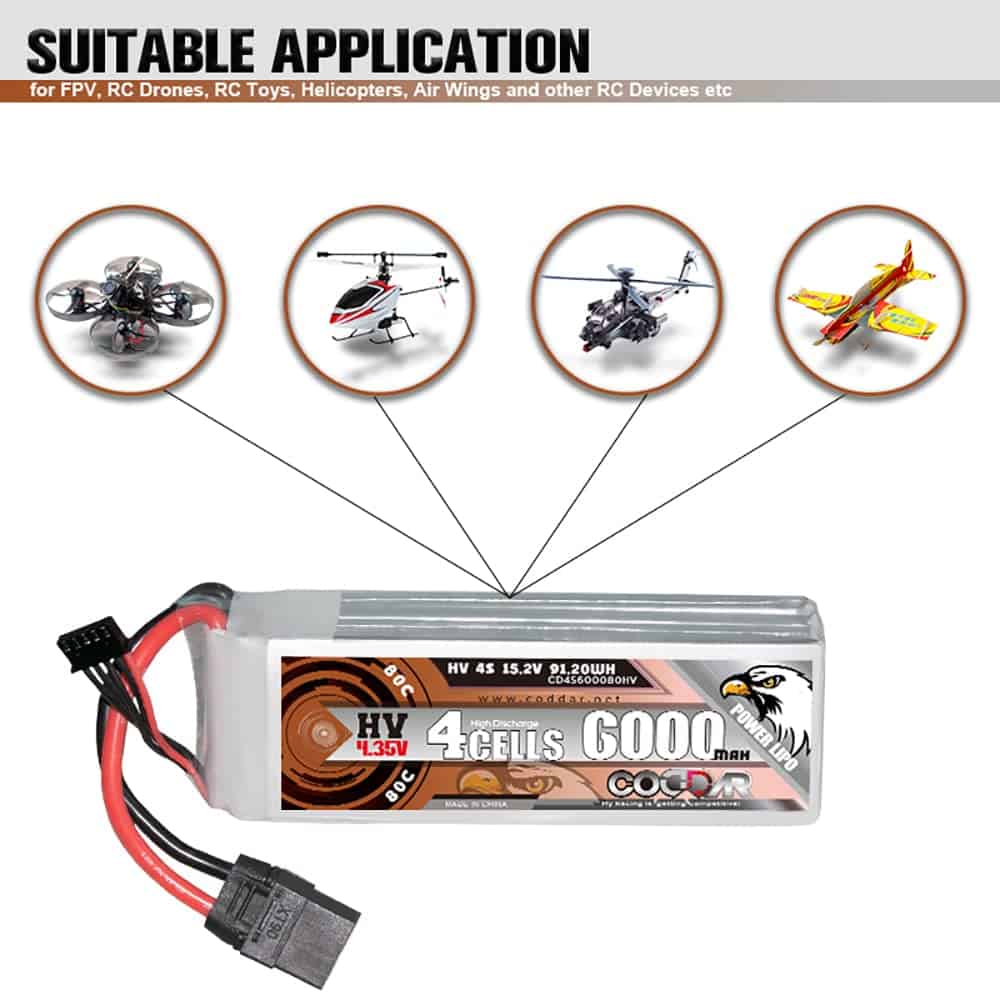 Batería LiPo CODDAR 6000mAh 4S 15.2V 80C con Conector XT90 - Imagen 5