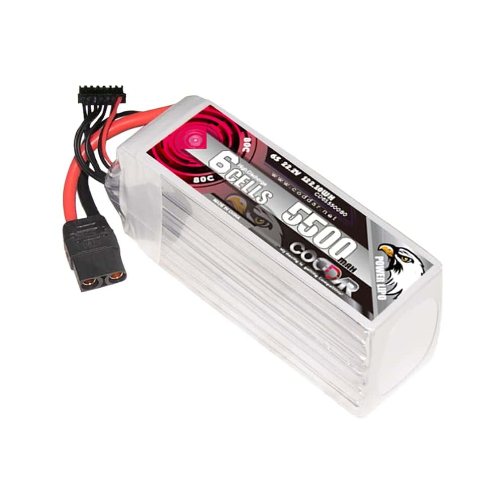 Batería LiPo CODDAR 5500mAh 6S 22.2V 80C con Conector XT90