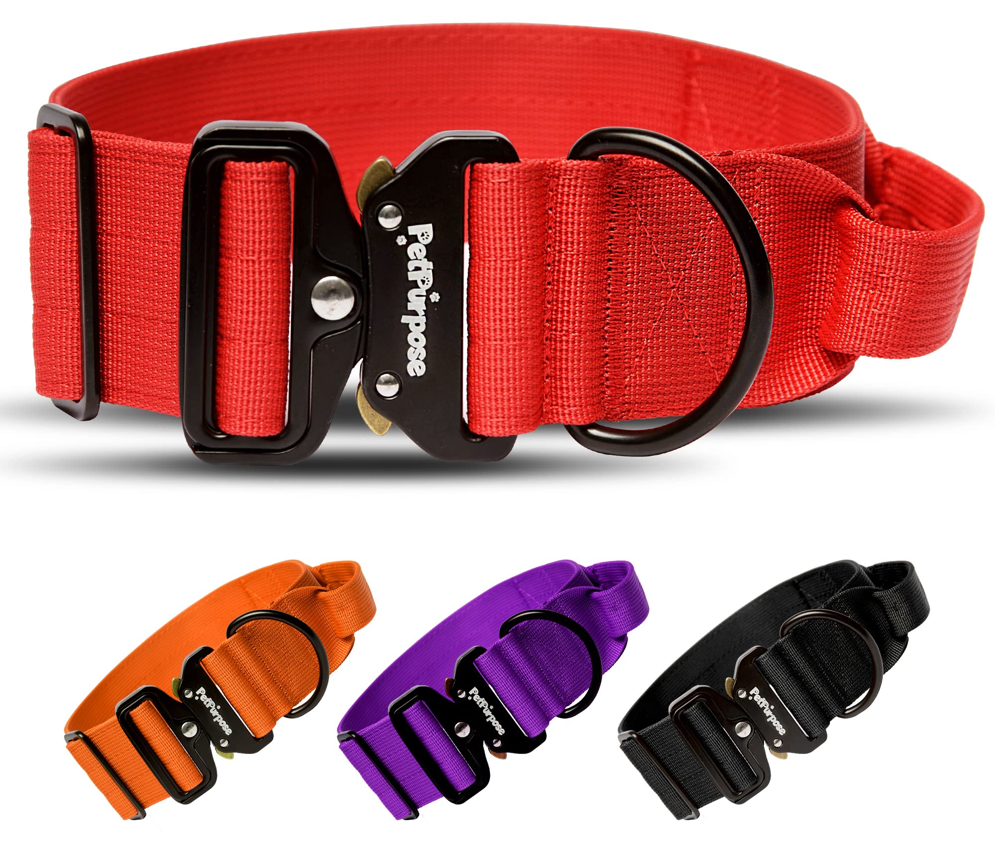 Collar de perro táctico de 2 pulgadas con asa para