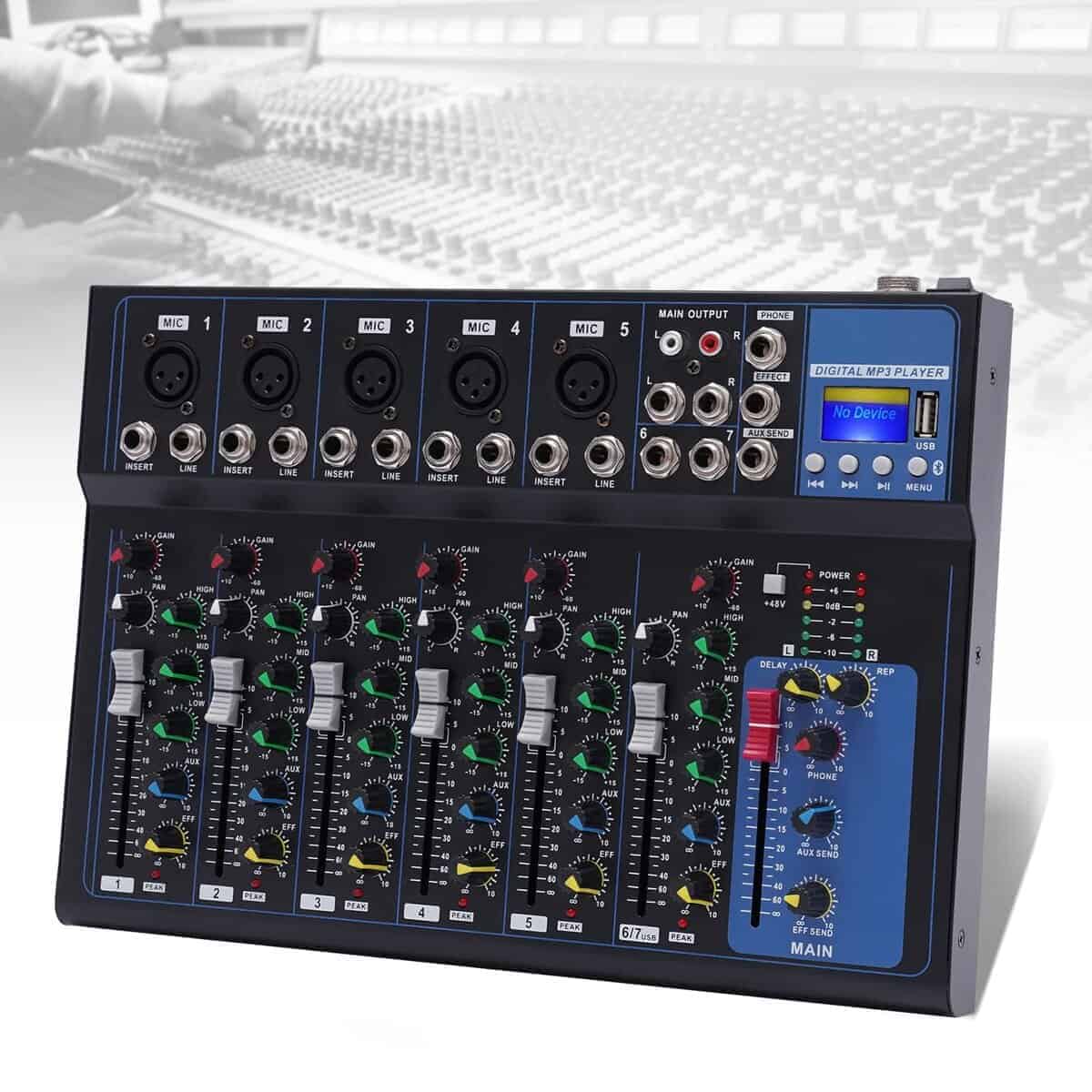 Mezclador de Audio Portátil Bluetooth con Consola de Mezcla