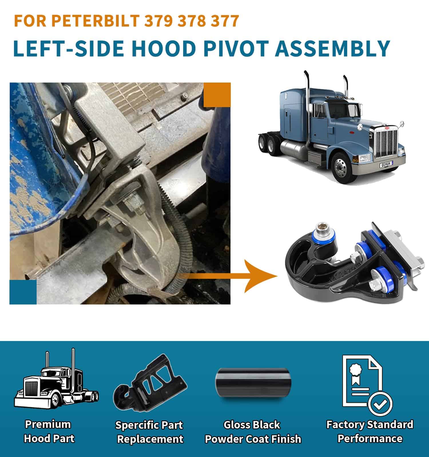 Kit de Ensamble de Conjunto de Bisagra de Capó Inferior - Imagen 3