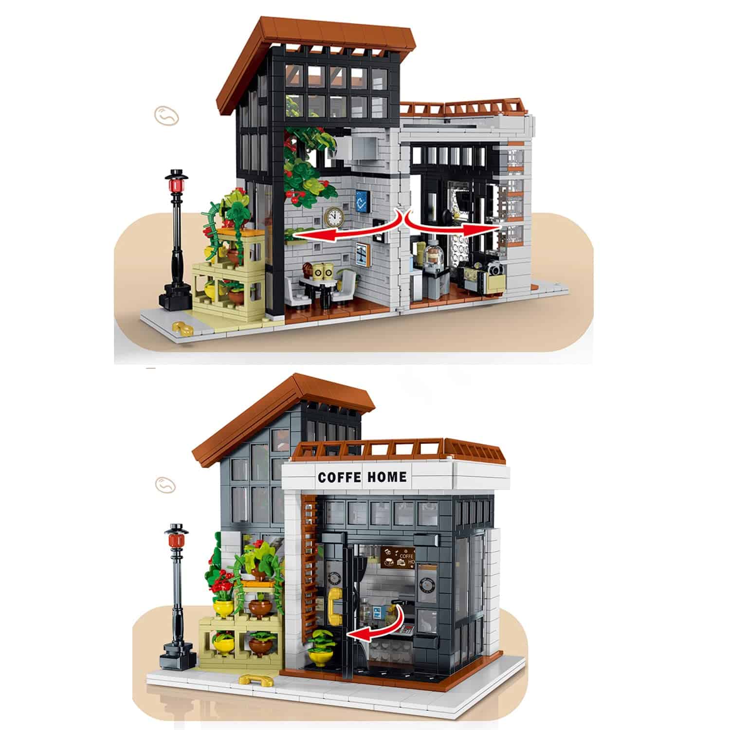 NEWRICE Cafe House Architecture Building Set con luz LED, - Imagen 6