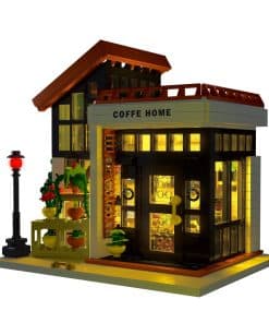 NEWRICE Cafe House Architecture Building Set con luz LED,
