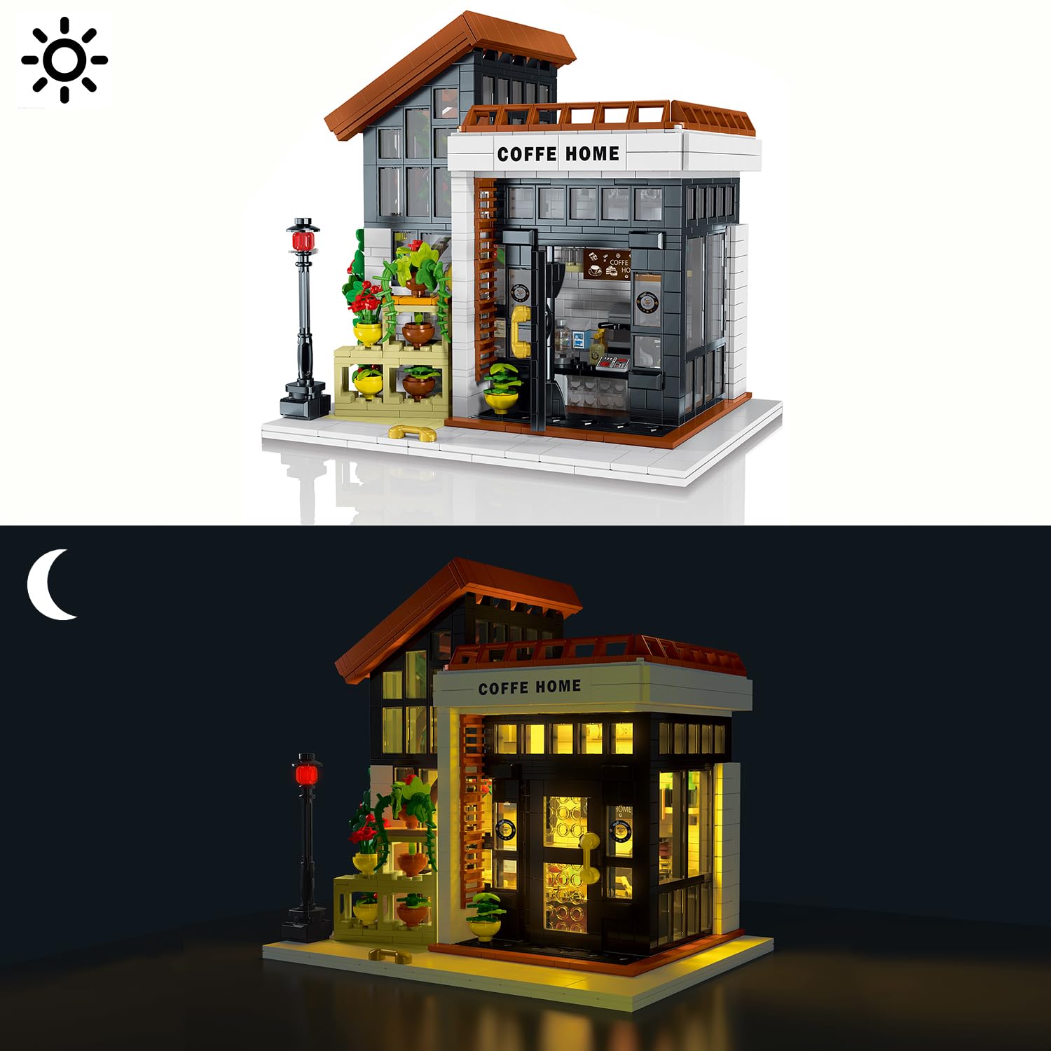 NEWRICE Cafe House Architecture Building Set con luz LED, - Imagen 3