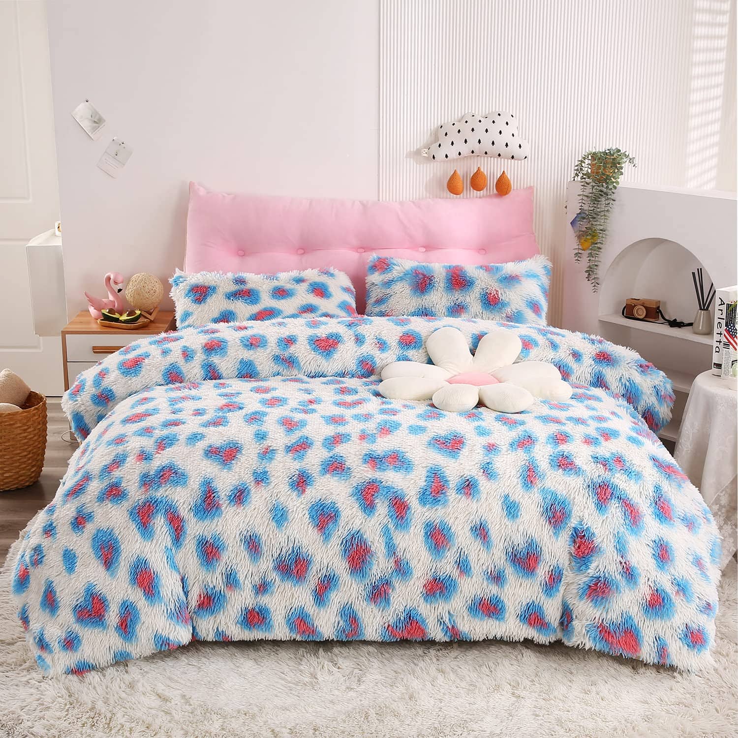 Juego de Funda de Edredón de Lujo de Felpa Esponjosa Shaggy