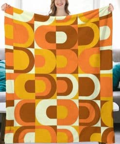 Manta de Franela Retro con Patrón de los 70 en Tonos