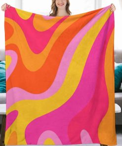 Mantas de Lana de Franela de los 70s Rosa y Naranja 50"X40"