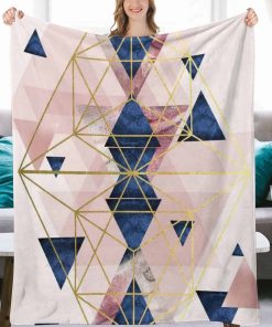 Mantas de Tiro de Franela Fleece Rosa Rubor y Azul Marino