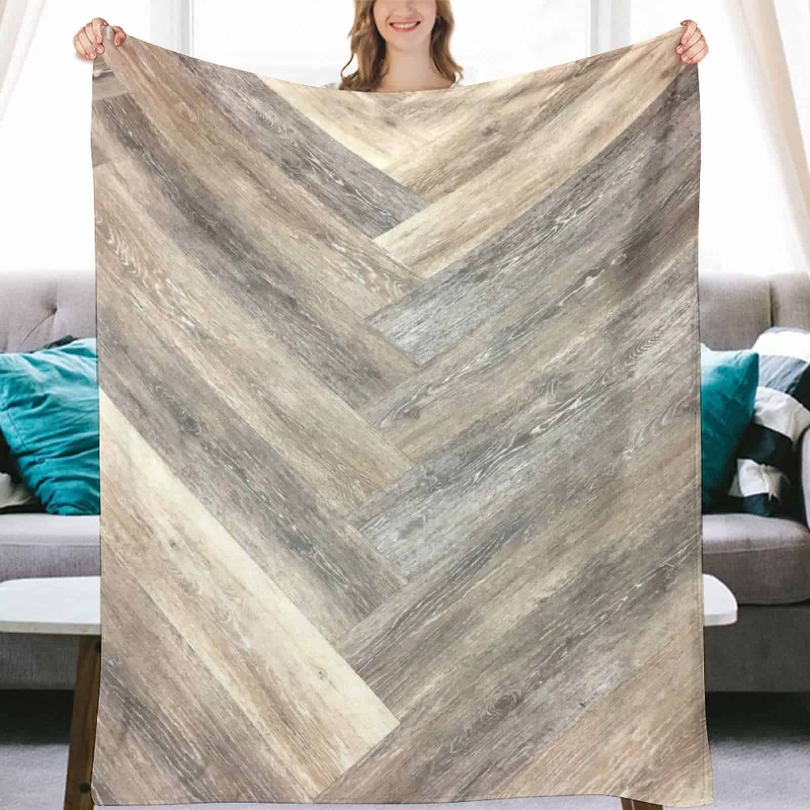 Manta de Franela Caramelo Marrón Gris Beige 50"X40" para