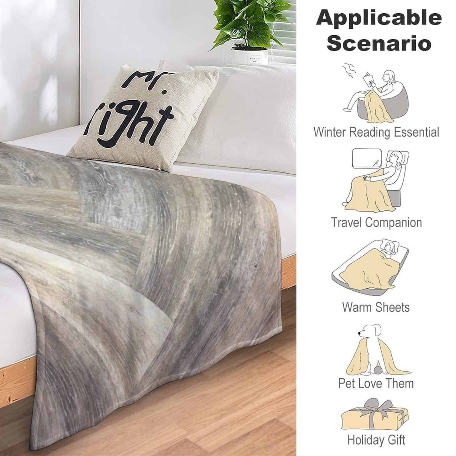 Manta de Franela Caramelo Marrón Gris Beige 50"X40" para - Imagen 7