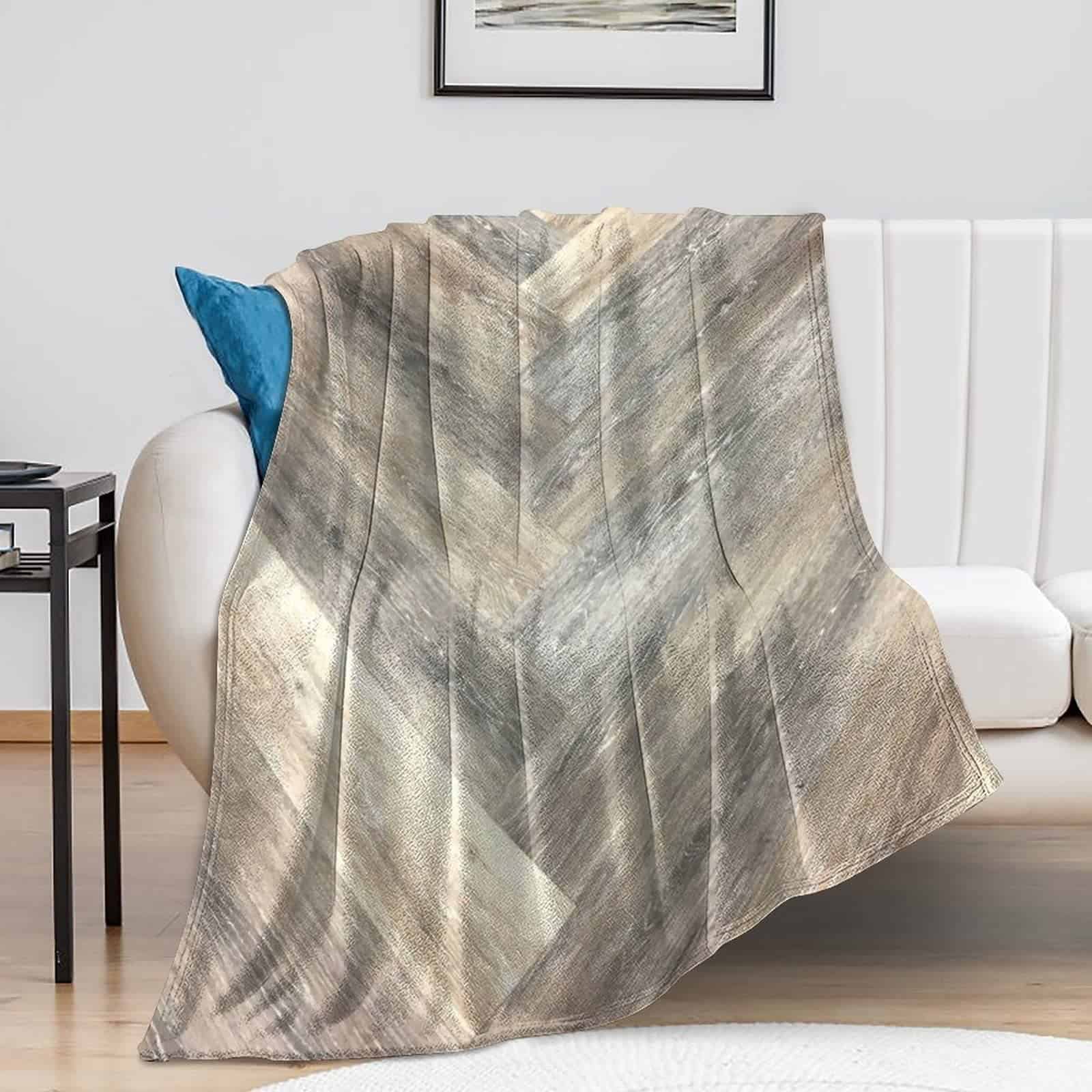 Manta de Franela Caramelo Marrón Gris Beige 50"X40" para - Imagen 9