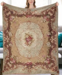 Manta de lana de forro polar con estampado floral de rosa