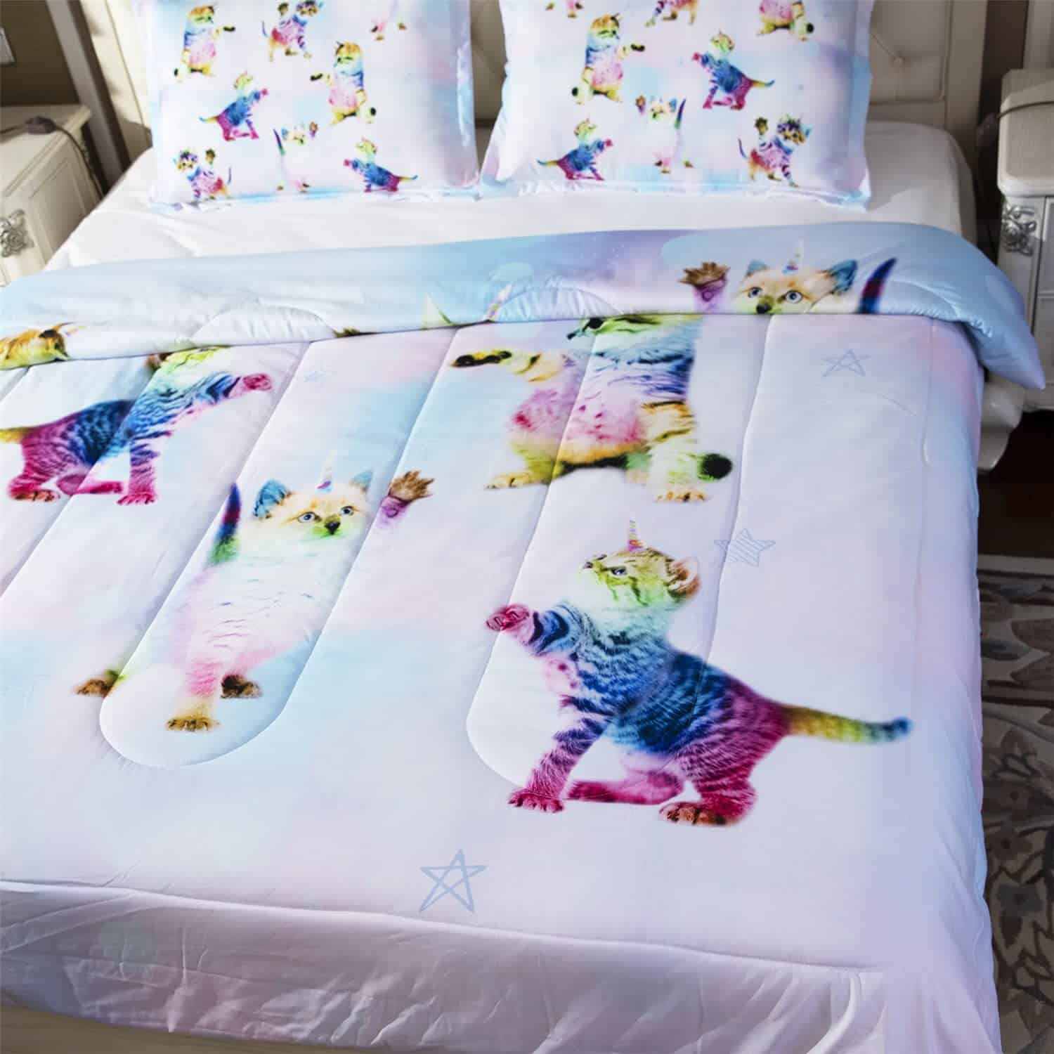 Juego de Colcha de 3 Piezas de Unicornio Arcoíris Gatito - Imagen 7