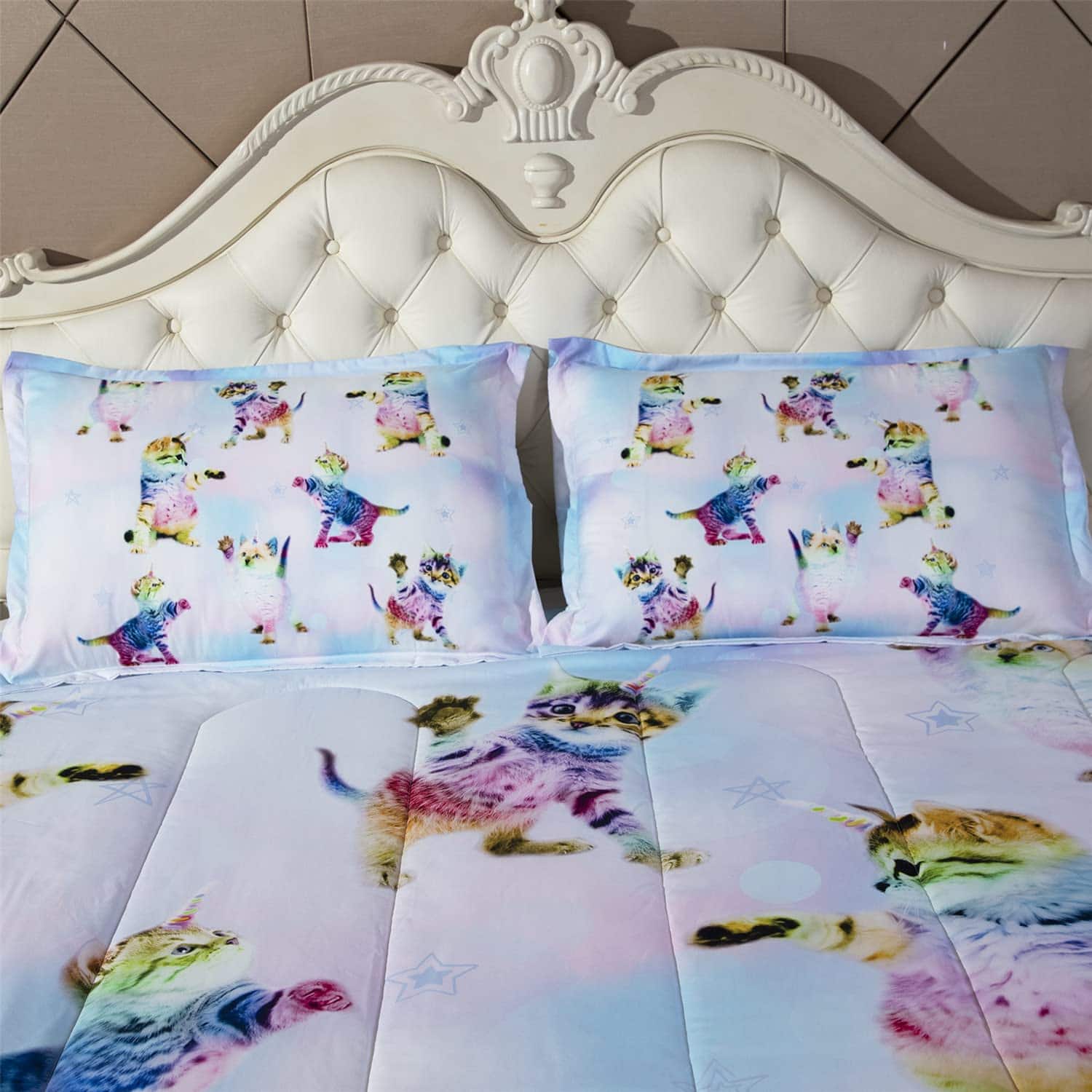 Juego de Colcha de 3 Piezas de Unicornio Arcoíris Gatito - Imagen 3