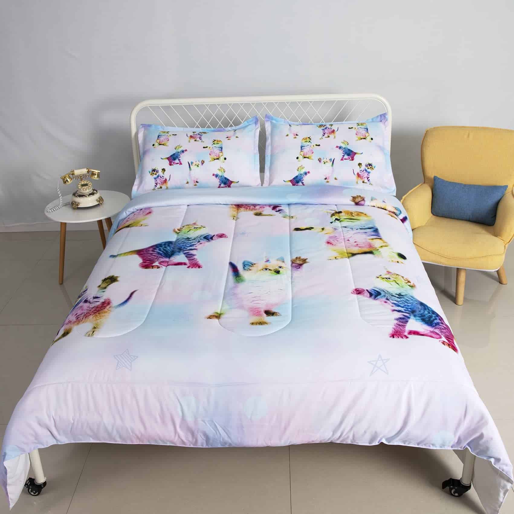 Juego de Colcha de 3 Piezas de Unicornio Arcoíris Gatito - Imagen 9