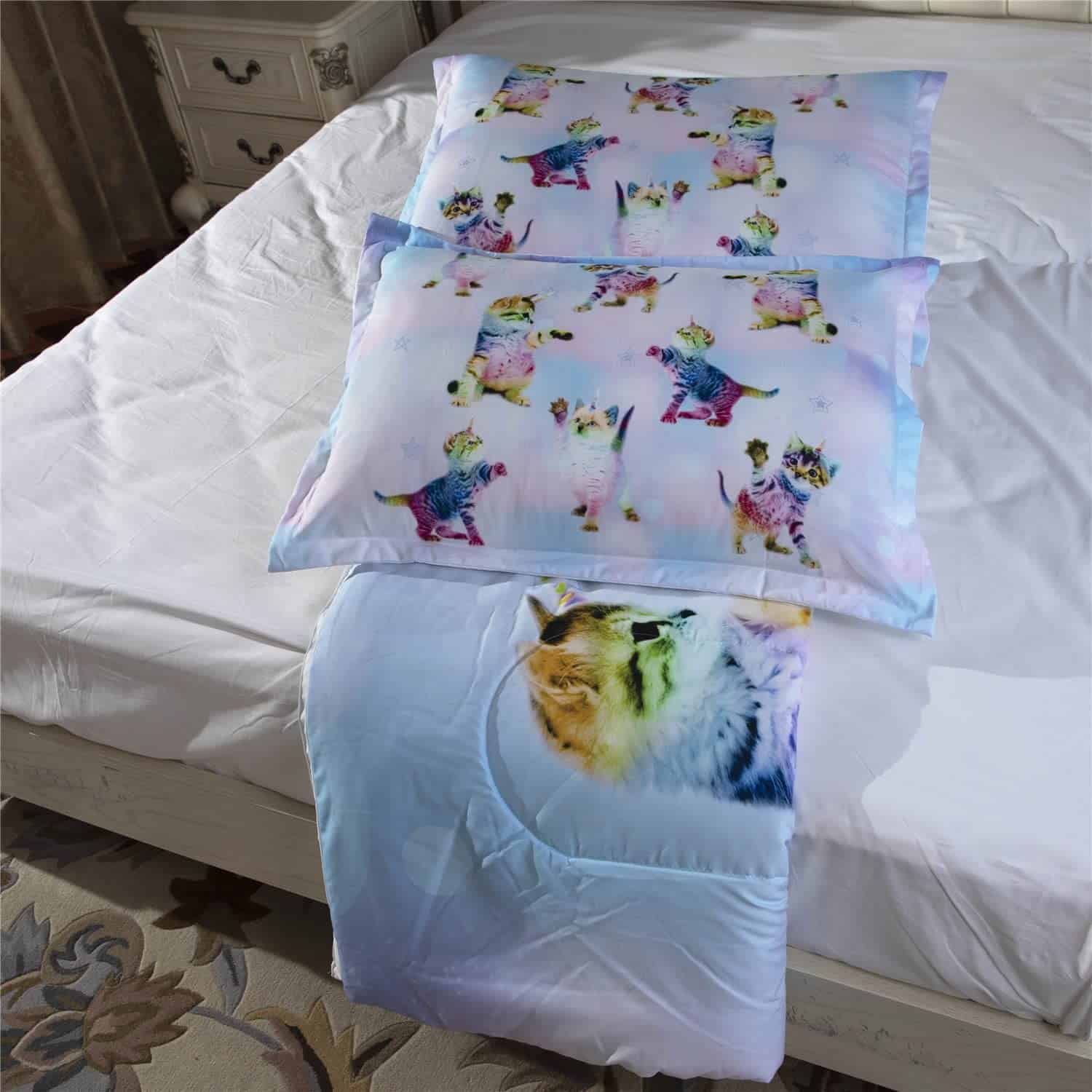 Juego de Colcha de 3 Piezas de Unicornio Arcoíris Gatito - Imagen 8
