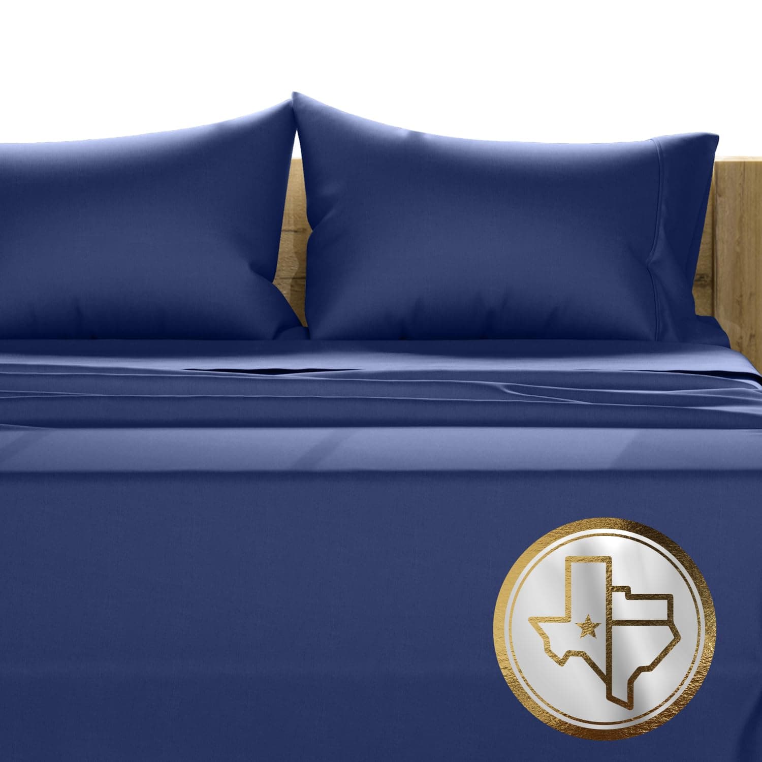 TEXAS LINEN CO. Juego de sábanas de algodón -Azul Marino