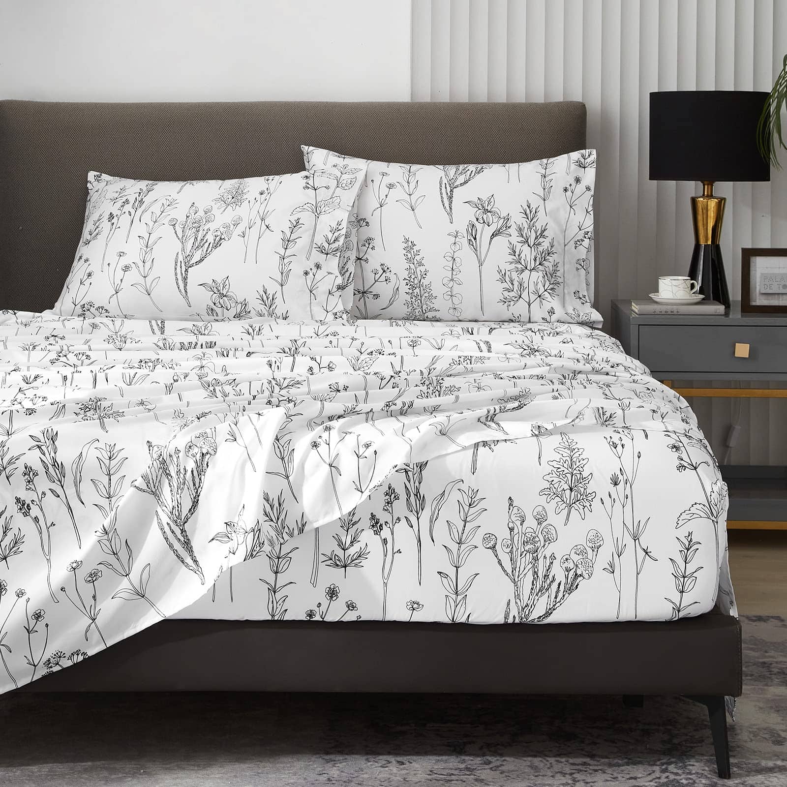 Juego de Sábanas Queen HYPREST con Estampado Floral,