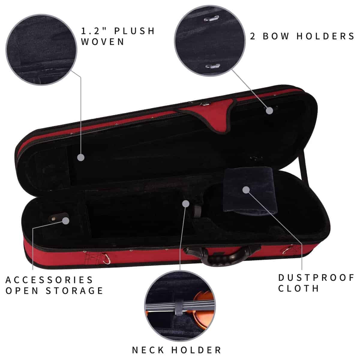 Estuche rígido para violín de tamaño completo 4/4, forma - Imagen 6