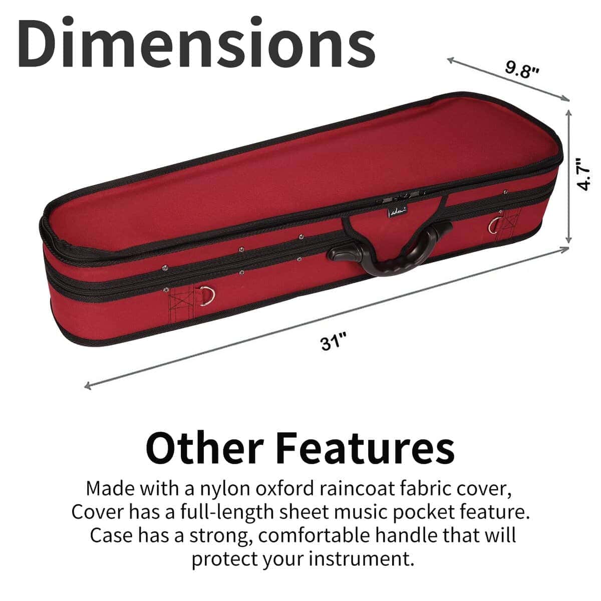 Estuche rígido para violín de tamaño completo 4/4, forma - Imagen 5