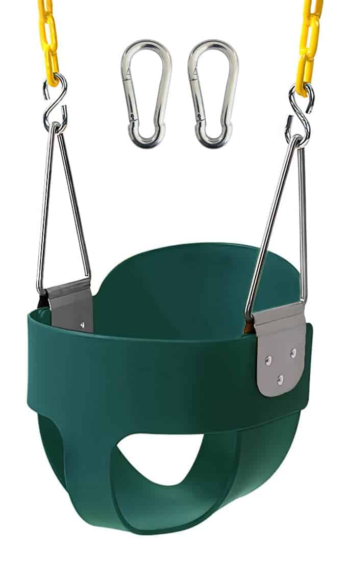 Columpio para niños con respaldo alto y cadena recubierta