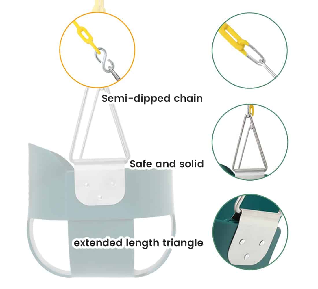 Columpio para niños con respaldo alto y cadena recubierta - Imagen 5