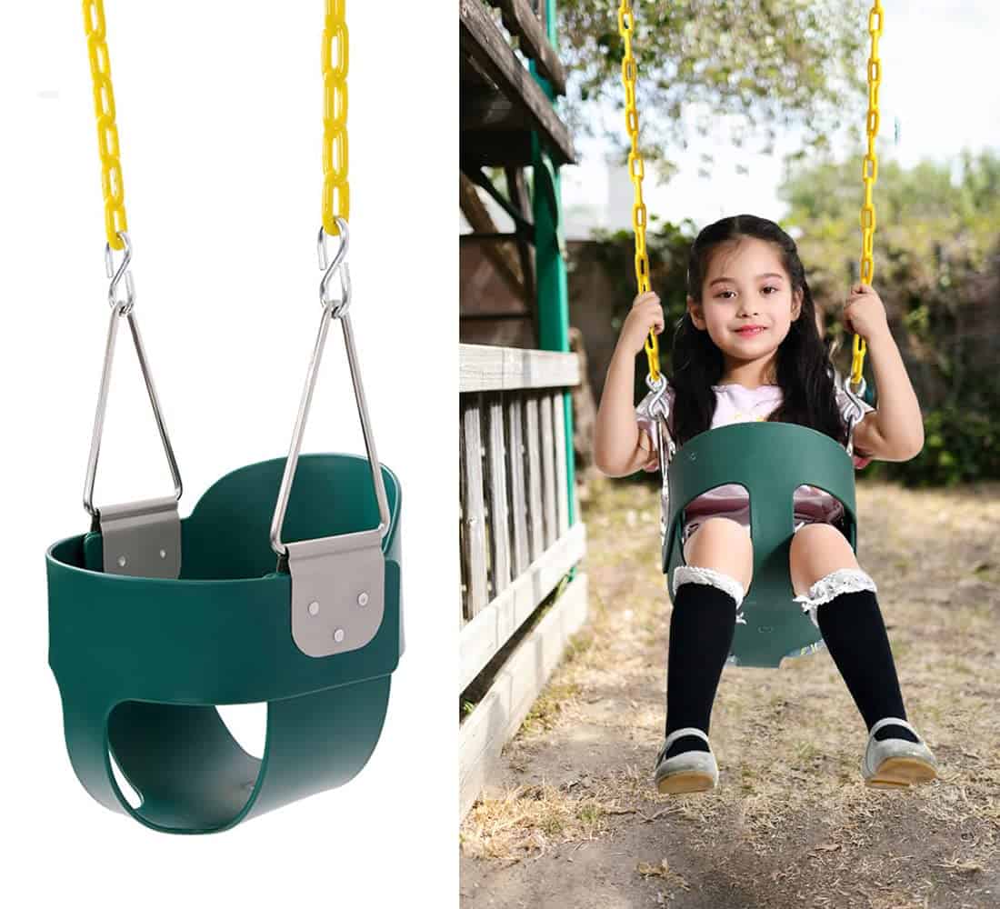 Columpio para niños con respaldo alto y cadena recubierta - Imagen 7