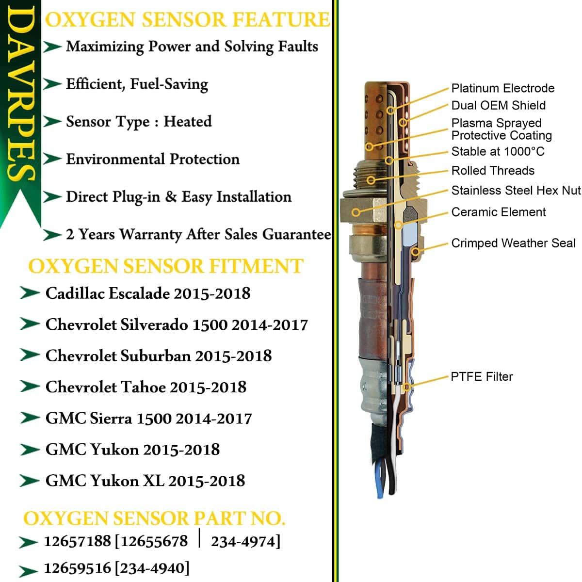 DAVRPES 4PCS 234-4940 234-4974 Sensor de Oxígeno Abajo y - Imagen 7