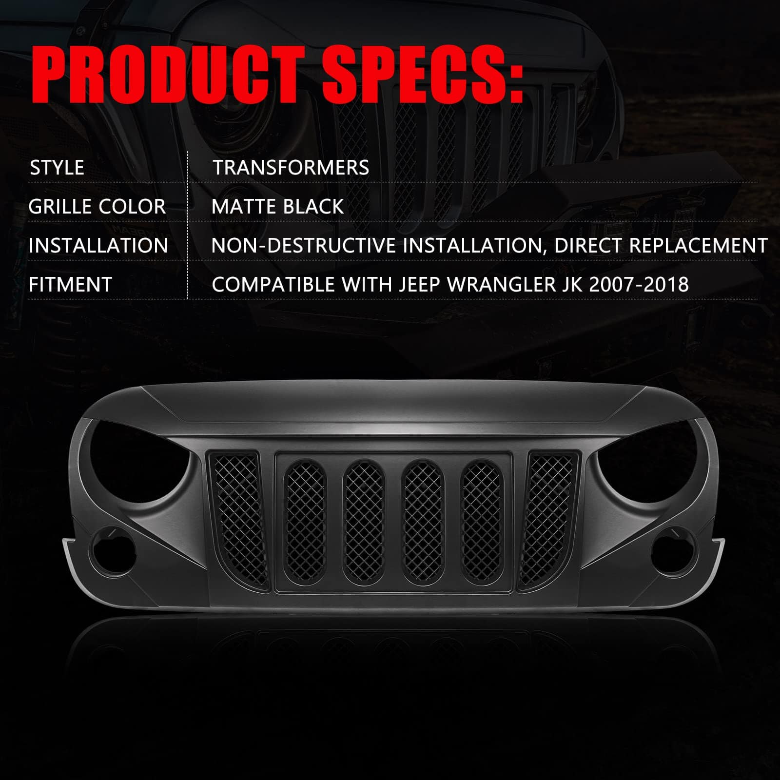 Rejilla Delantera DKMGHT con Rejilla de Malla Color Negro - Imagen 8