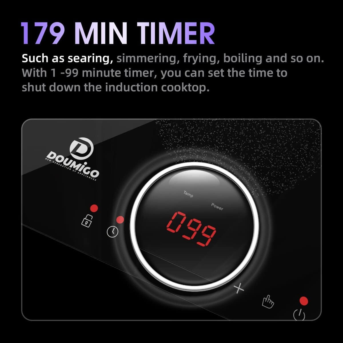 Placa de inducción Doumigo, 120V 2 quemadores Estufa - Imagen 4