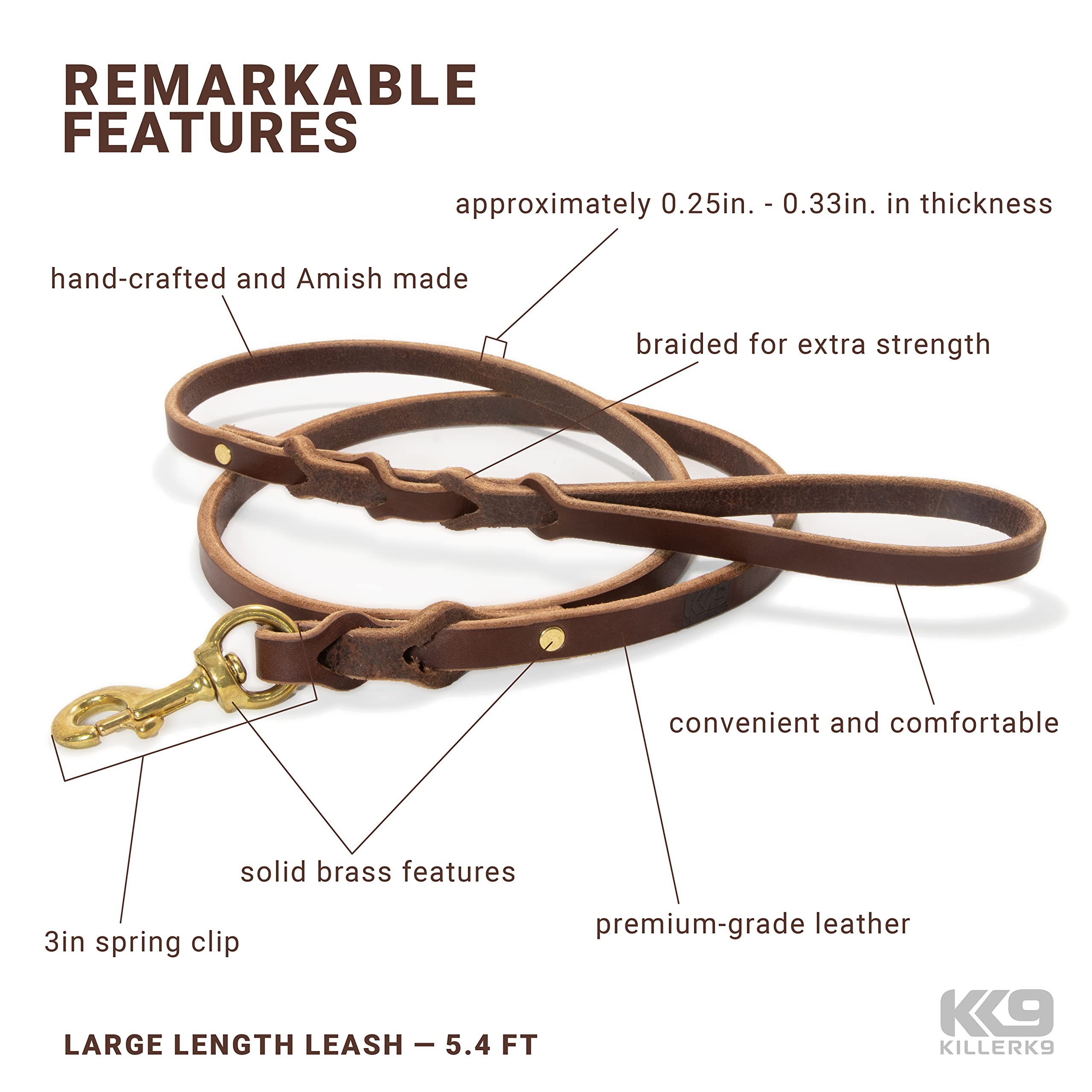 Correa Larga para Paseos Libres o Caminar Suelto de Cuero - Imagen 3