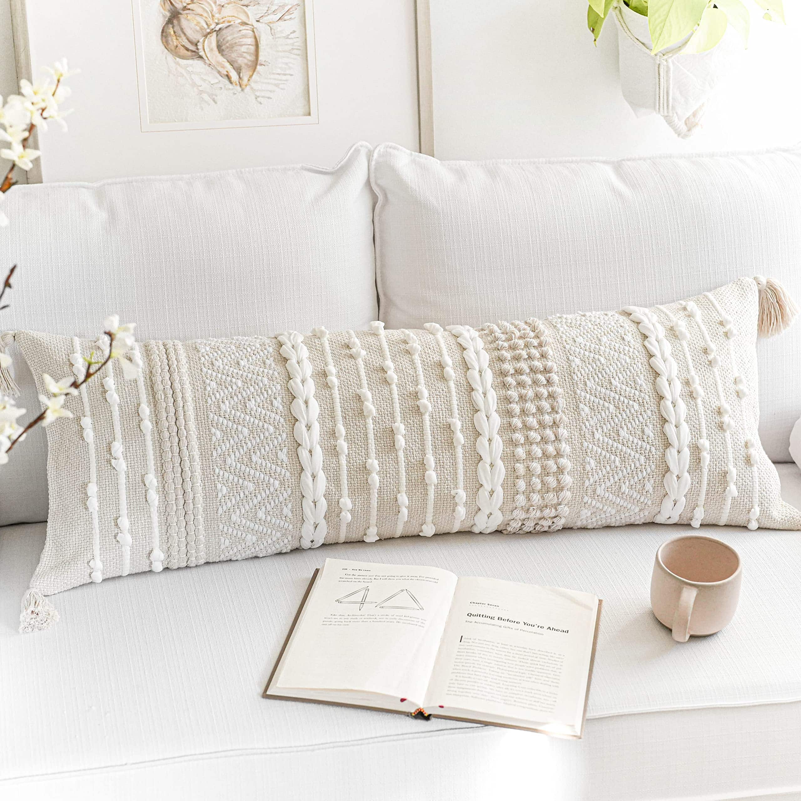 Funda de Almohadones Lumbares Decorativos BlissBlush Crema