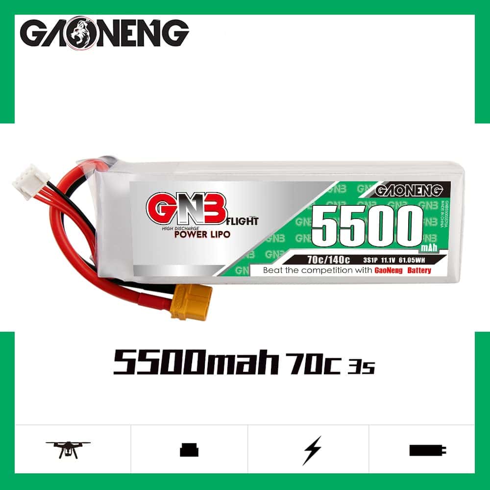 Batería LiPo GAONENG GNB 3S 11.1V 5500mAh 70C 140C XT60 - Imagen 5