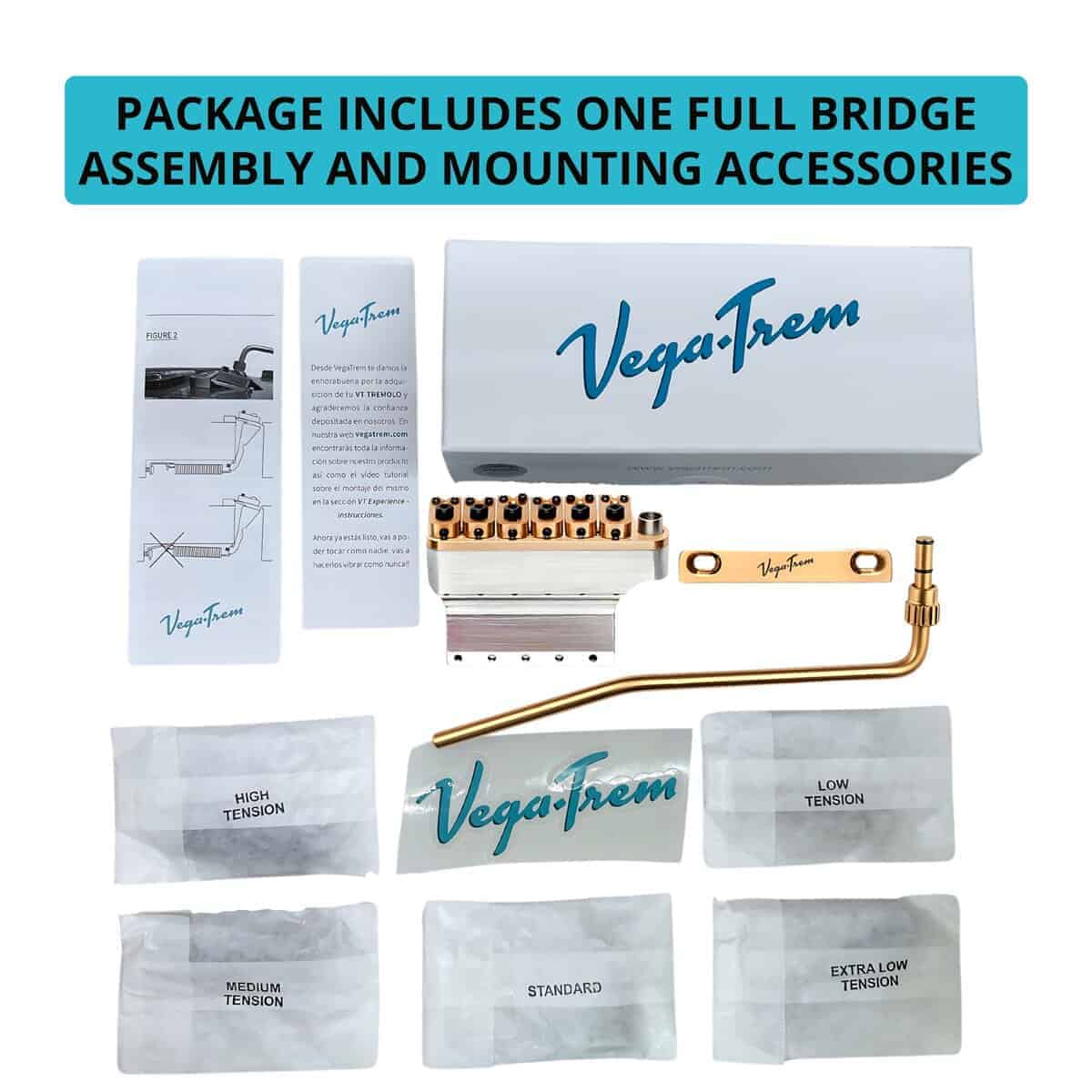 Puente Tremolo de Guitarra Vega-Trem VT1 de 2 Puntos Dorado - Imagen 8