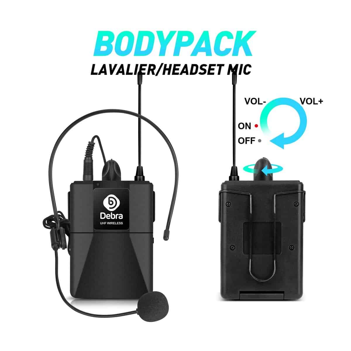 Sistema de micrófono inalámbrico Debra Audio AU800 Pro UHF - Imagen 6