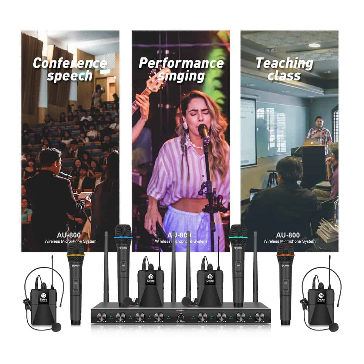 Sistema de micrófono inalámbrico Debra Audio AU800 Pro UHF - Imagen 9