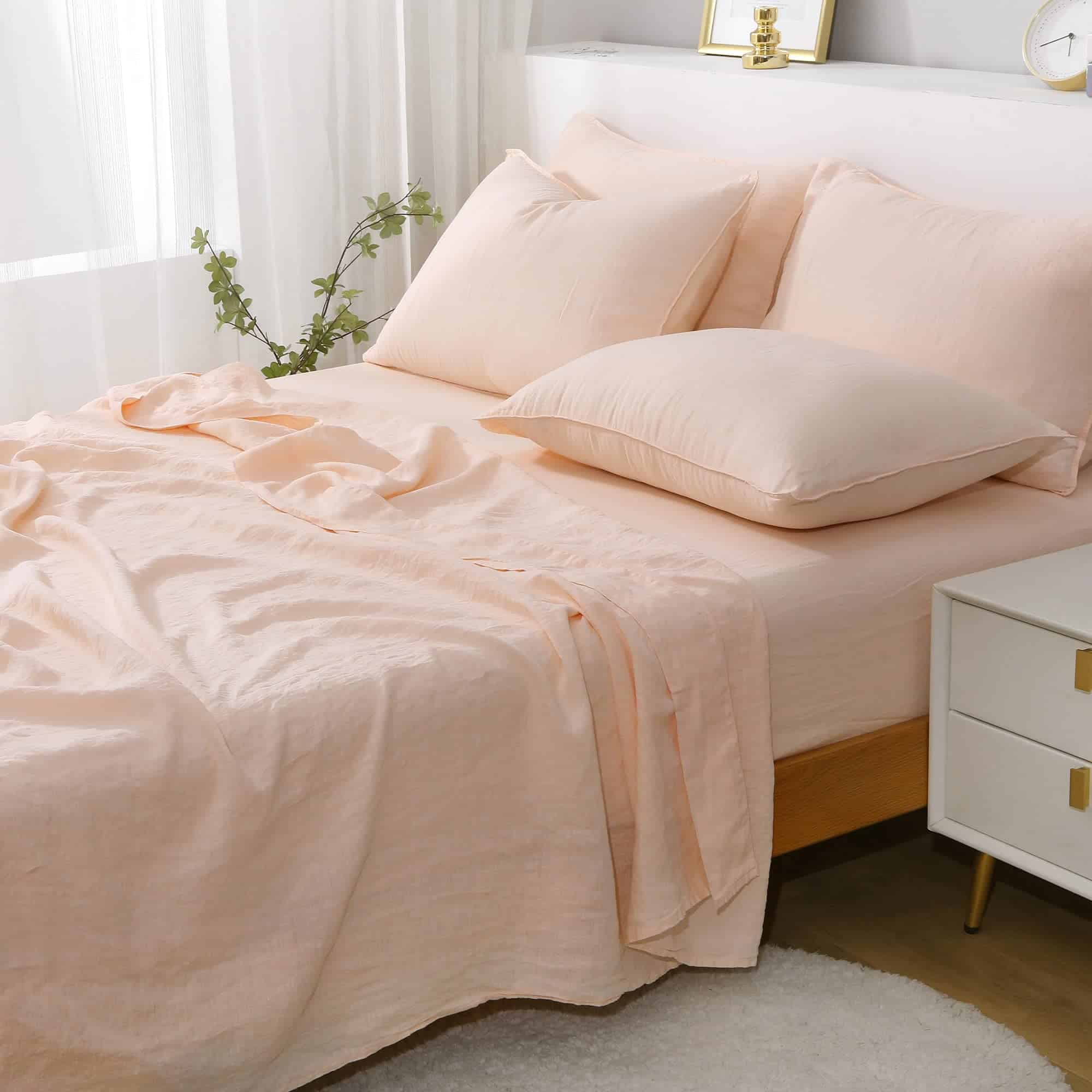 Juego de sábanas 100% de lino orgánico S -Rosa pálido