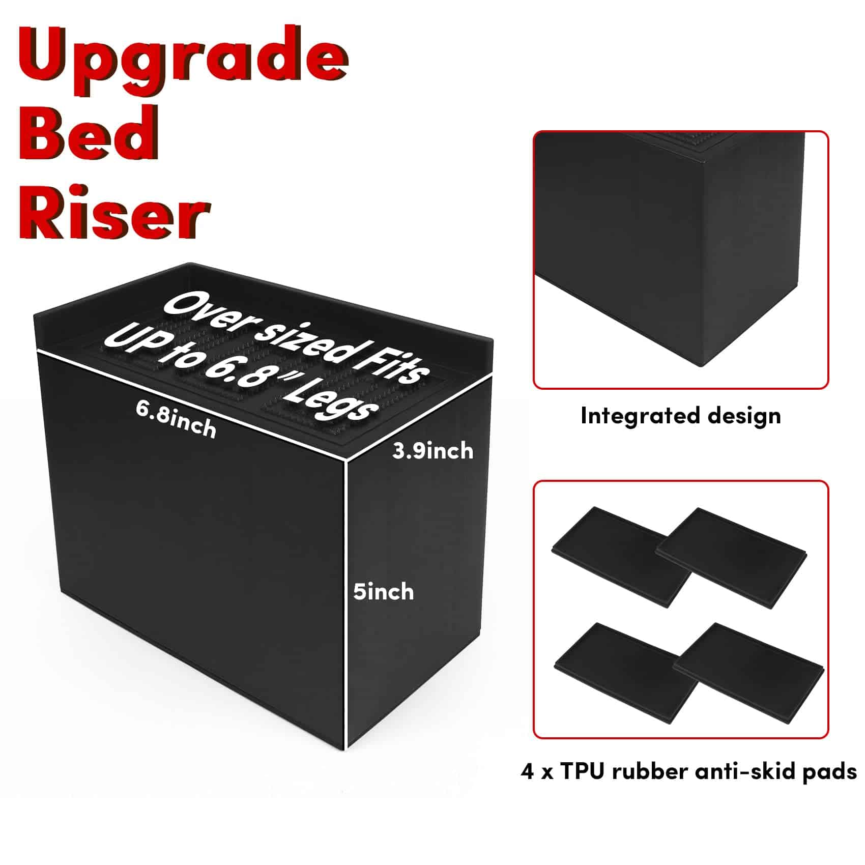 Risers para Cama de 5 Pulgadas de Alta Resistencia, Paquete - Imagen 3