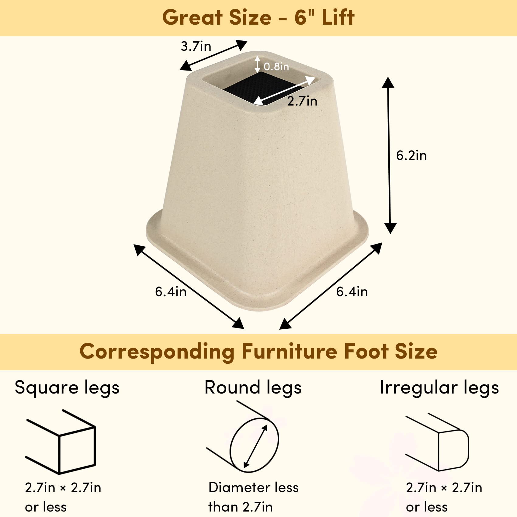 Dedu Elevadores de Cama de 6 Pulgadas de Alta Resistencia, - Imagen 3