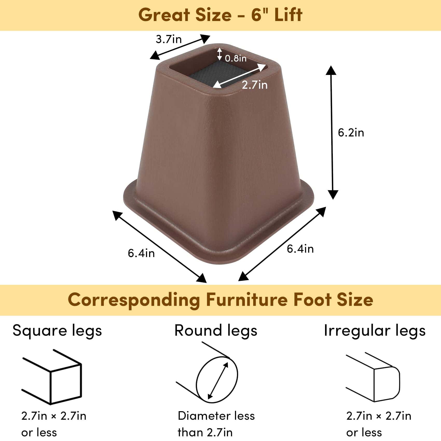 Elevadores para Cama 6 Pulgadas Paquete de 6, Elevadores de - Imagen 3