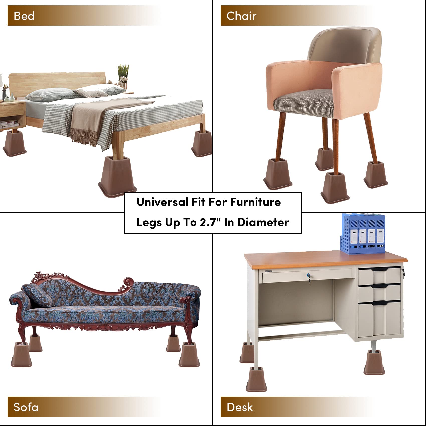 Elevadores para Cama 6 Pulgadas Paquete de 6, Elevadores de - Imagen 7