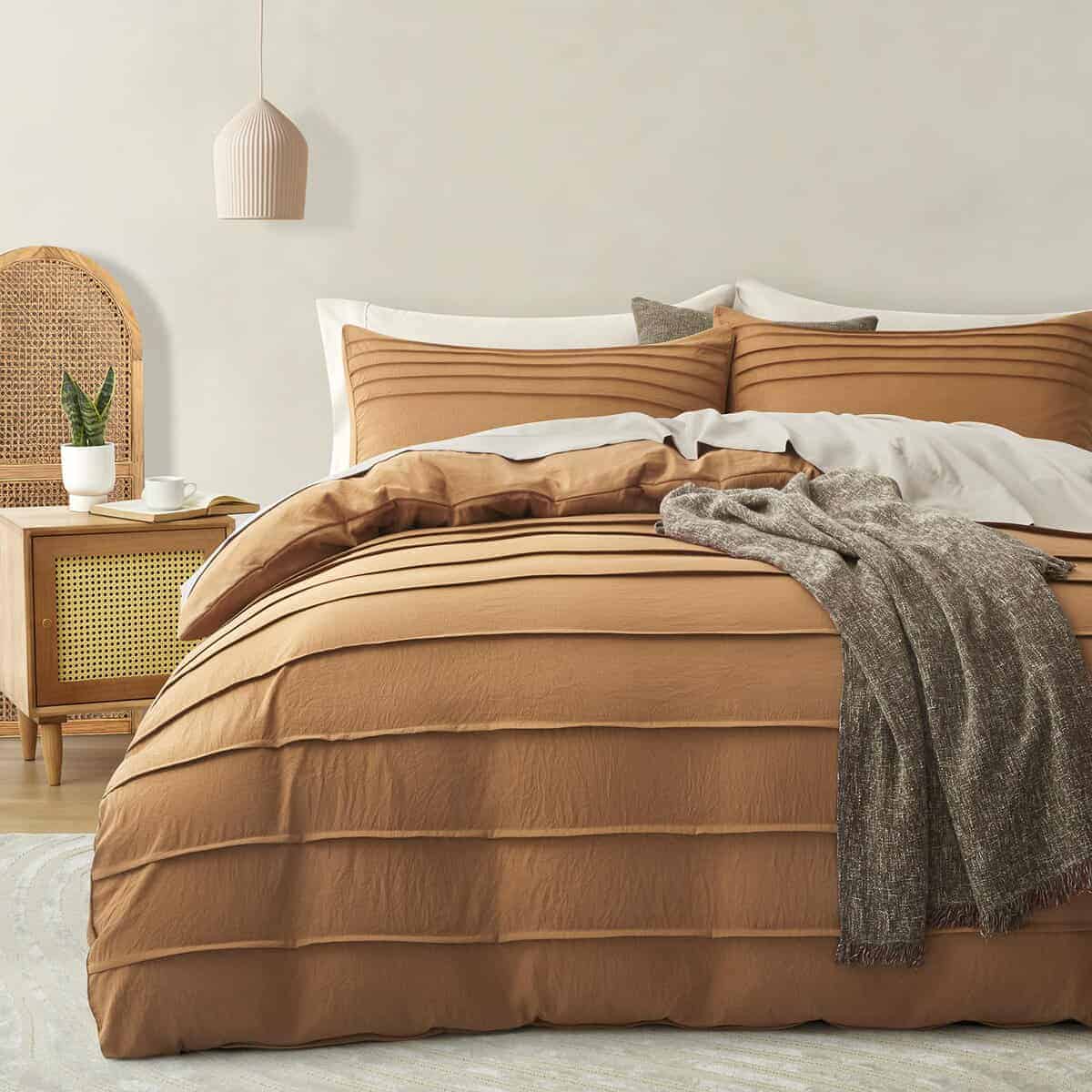 Oli Anderson Funda de Edredón King de Color Calabaza Marrón